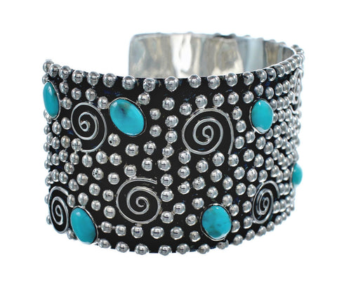 Turquoise Genuine Sterling Silver Southwest Cuff Bracelet FX27239