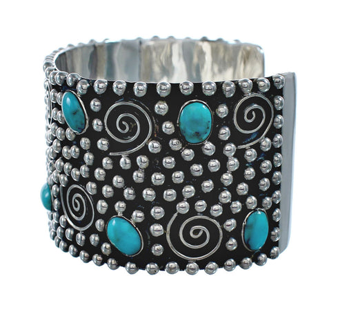 Turquoise Genuine Sterling Silver Southwest Cuff Bracelet FX27239