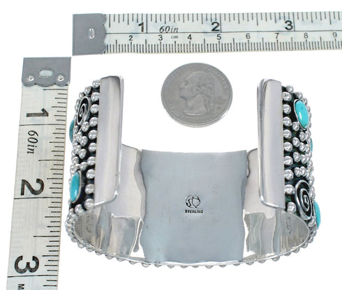 Turquoise Genuine Sterling Silver Southwest Cuff Bracelet FX27239