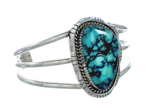 Genuine Native American Turquoise Sterling Silver Navajo Cuff Bracelet TX10113