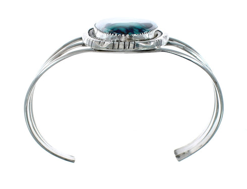 Genuine Native American Turquoise Sterling Silver Navajo Cuff Bracelet TX10113