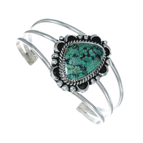 Genuine Native American Turquoise Sterling Silver Navajo Cuff Bracelet TX10115