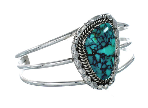 Authentic Navajo Sterling Silver Turquoise Cuff Bracelet TX10121