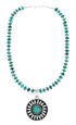 Genuine Navajo Turquoise And Silver Pendant Necklace Set TX10006
