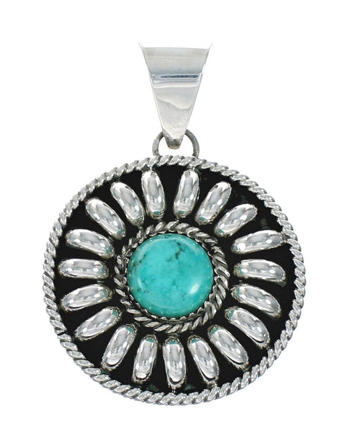 Genuine Navajo Turquoise And Silver Pendant Necklace Set TX10006