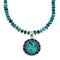 Genuine Navajo Turquoise And Silver Pendant Necklace Set TX10007
