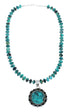 Genuine Navajo Turquoise And Silver Pendant Necklace Set TX10007