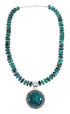 Native American Navajo Turquoise And Silver Pendant Necklace Set TX10008