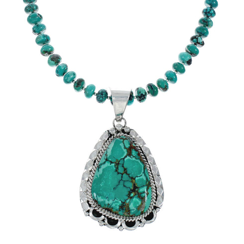 Native American Navajo Turquoise And Silver Pendant Necklace Set TX10010