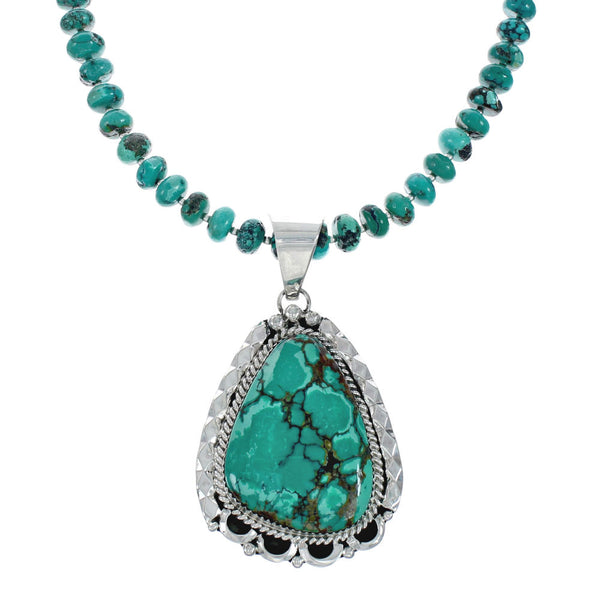 Native American Navajo Turquoise And Silver Pendant Necklace Set TX10010