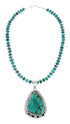 Native American Navajo Turquoise And Silver Pendant Necklace Set TX10010