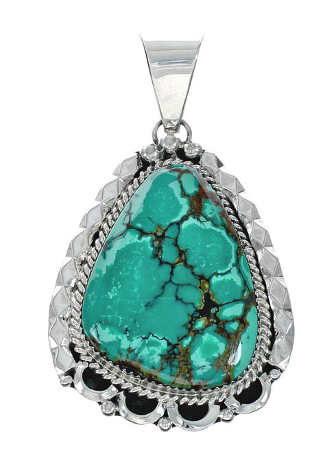 Native American Navajo Turquoise And Silver Pendant Necklace Set TX10010
