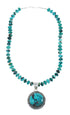 Native American Navajo Turquoise And Silver Pendant Necklace Set TX10012