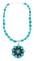 Native American Navajo Turquoise And Silver Pendant Necklace Set TX10013