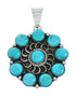 Native American Navajo Turquoise And Silver Pendant Necklace Set TX10013