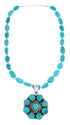 Native American Navajo Turquoise And Silver Pendant Necklace Set TX10015