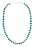 Genuine Native American Turquoise Sterling Silver Bead Necklace TX10004