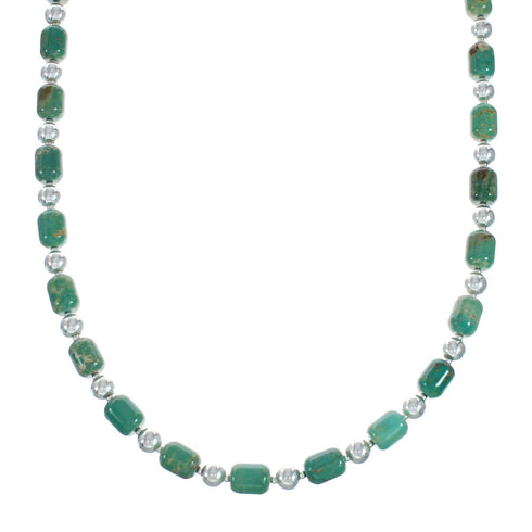 Genuine Sterling Silver Native American Turquoise Bead Necklace TX10003