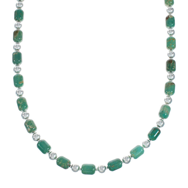 Genuine Sterling Silver Native American Turquoise Bead Necklace TX10003