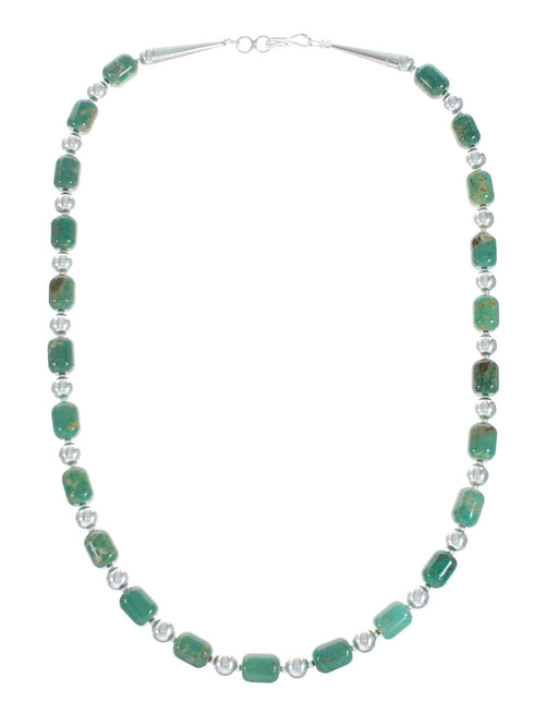 Genuine Sterling Silver Native American Turquoise Bead Necklace TX10003