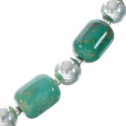 Genuine Sterling Silver Native American Turquoise Bead Necklace TX10003