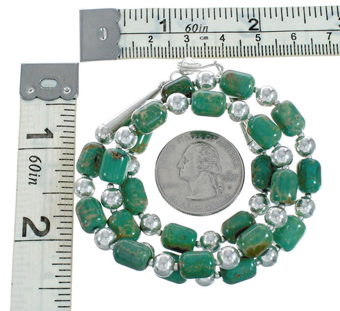 Genuine Sterling Silver Native American Turquoise Bead Necklace TX10003
