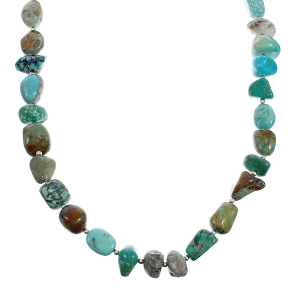 Turquoise Genuine Sterling Silver Southwest Bead Necklace TX10001