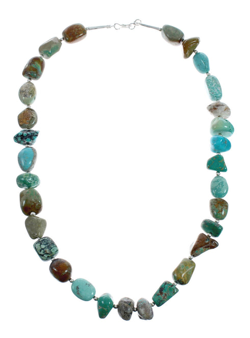 Turquoise Genuine Sterling Silver Southwest Bead Necklace TX10001