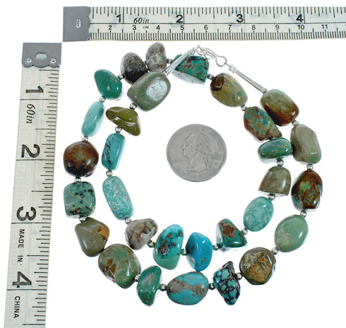 Turquoise Genuine Sterling Silver Southwest Bead Necklace TX10001