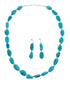 Genuine Sterling Silver Turquoise Bead Necklace Earring Set TX10002