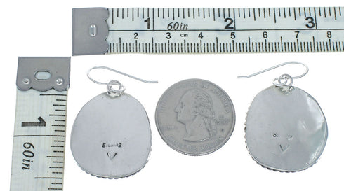 American Indian Authentic Turquoise Sterling Silver Hook Earrings TX10019