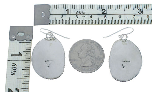 American Indian Authentic Turquoise Sterling Silver Hook Earrings TX10021