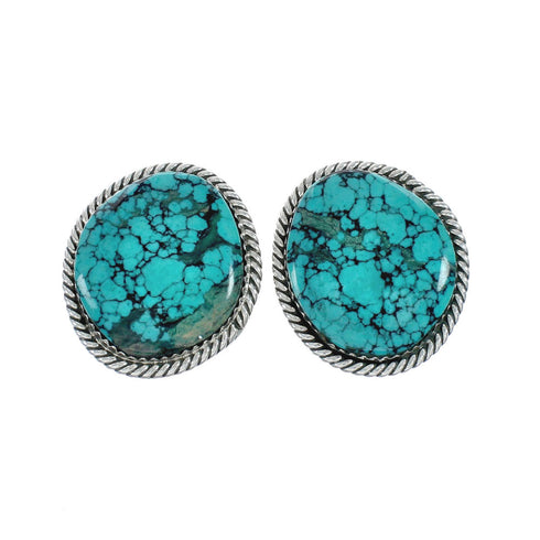 Native American Navajo Turquoise Sterling Silver Post Earrings TX10023