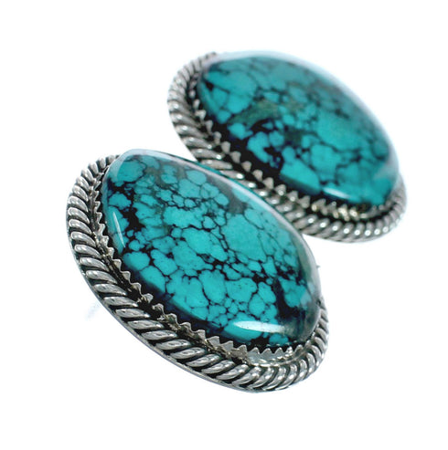 Native American Navajo Turquoise Sterling Silver Post Earrings TX10023