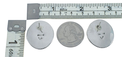 Native American Navajo Turquoise Sterling Silver Post Earrings TX10023