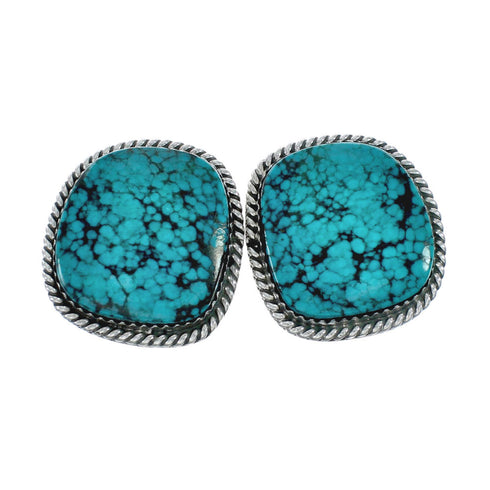 Native American Navajo Turquoise Sterling Silver Post Earrings TX10024