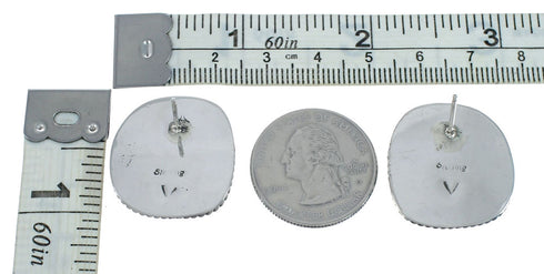 Native American Navajo Turquoise Sterling Silver Post Earrings TX10024