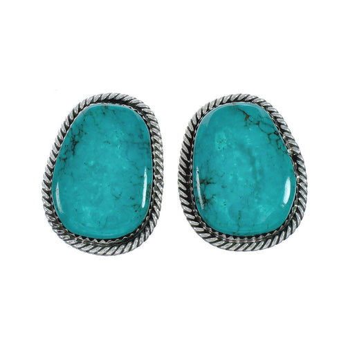 Native American Navajo Turquoise Sterling Silver Post Earrings TX10025