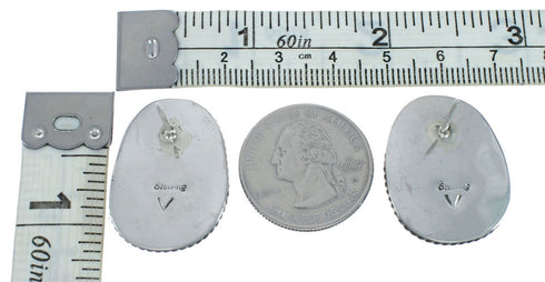 Native American Navajo Turquoise Sterling Silver Post Earrings TX10025