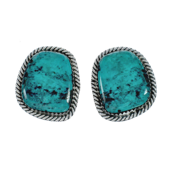 Native American Navajo Turquoise Sterling Silver Post Earrings TX10026