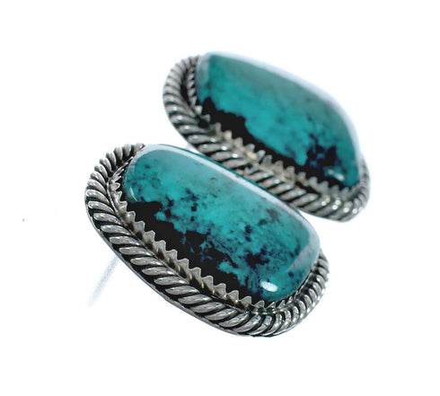 Native American Navajo Turquoise Sterling Silver Post Earrings TX10026