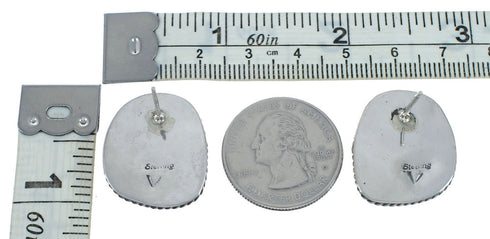 Native American Navajo Turquoise Sterling Silver Post Earrings TX10026