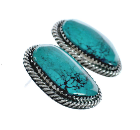 Native American Navajo Turquoise Sterling Silver Post Earrings TX10027