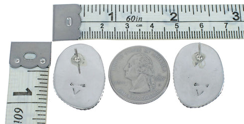 Native American Navajo Turquoise Sterling Silver Post Earrings TX10027