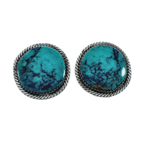 Native American Navajo Turquoise Sterling Silver Post Earrings TX10028