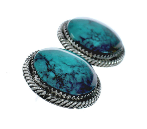 Native American Navajo Turquoise Sterling Silver Post Earrings TX10028