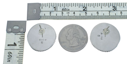 Native American Navajo Turquoise Sterling Silver Post Earrings TX10028