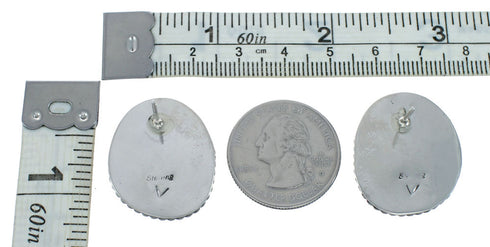 Native American Navajo Turquoise Sterling Silver Post Earrings TX10029