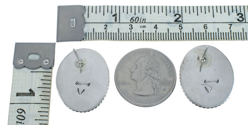 Native American Navajo Turquoise Sterling Silver Post Earrings TX10031