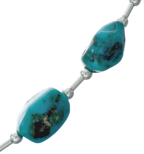 Southwestern Turquoise Genuine Sterling Silver Bead Necklace TX10126